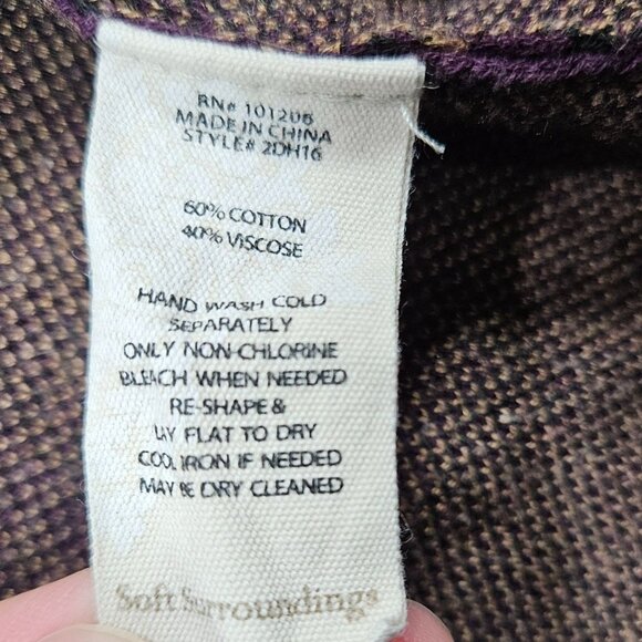 Soft Surroundings Sweater Womens XS Brown Purple Abstract Floral Artsy Tunic - Picture 4 of 7